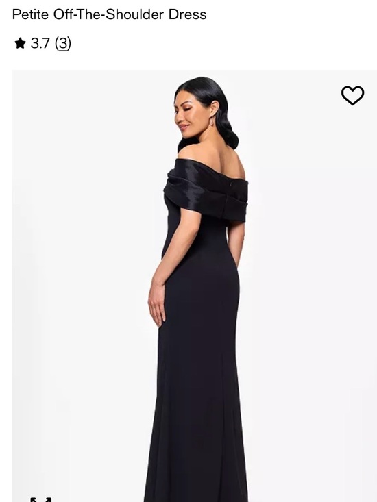 Betsy & Adam Petite Black Off-the-Shoulder Evening Dress